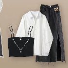 ホワイト/シャツ+ブラック/スカート