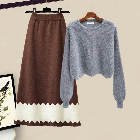 グレー/ニット.セーター+コーヒー/スカート