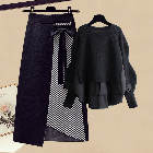 ブラック/セーター+ブラック/スカート