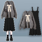 グレー/セーター＋ブラック/スカート