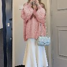 セーター/ピンク+スカート/アプリコット