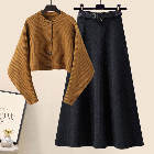 コーヒー/セーター+ブラック/スカート
