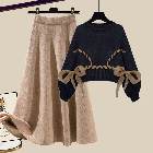 セーター+スカート/カーキ