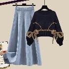 セーター+スカート/ブルー