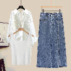 ホワイト/シャツ＋ホワイト/タンクトップ＋ブルー/スカート