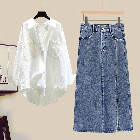 ホワイト/シャツ＋ブルー/スカート
