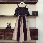 ブラック/シャツ+ピンク/スカート