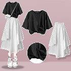ブラック/Tシャツ＋ホワイト/スカート