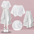 ホワイト/Tシャツ＋ホワイト/スカート